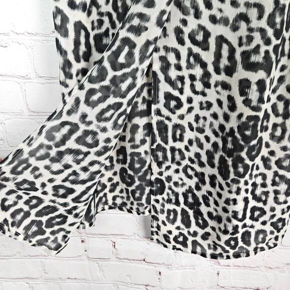 GUESS Leopard Animal Print Black White Sleeveless Semi-Sheer Career Dress Top Sm - Picture 7 of 7
